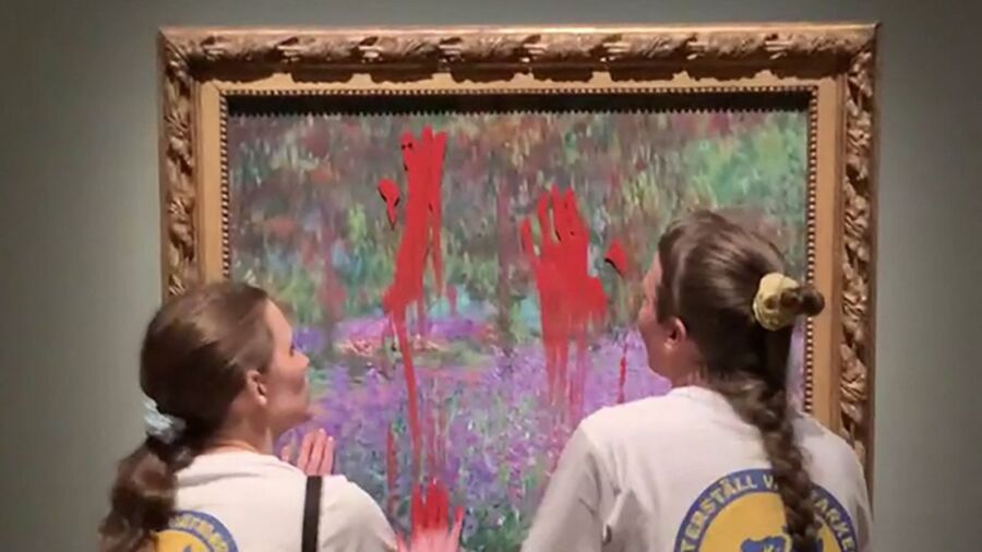 Environment Activists Smear Red Paint on Monet Artwork at Stockholm Museum