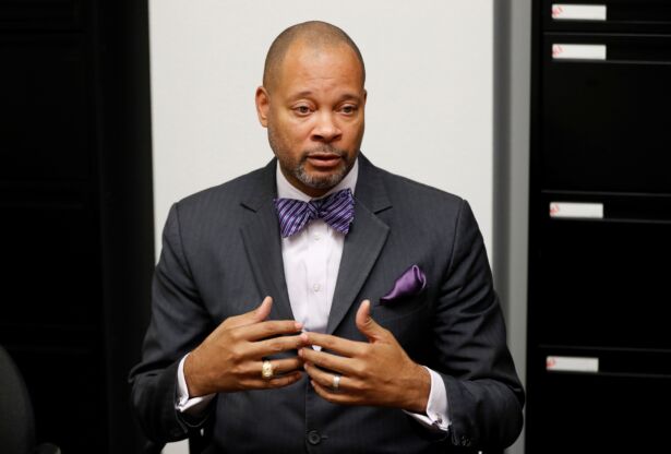 Nevada Attorney General Aaron Ford gestures during an interview in Las Vegas, on Dec. 14, 2018. (AP Photo/John Locher)