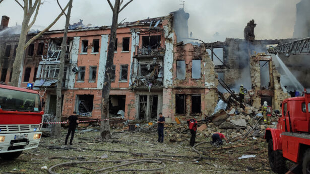 Aftermath Of A Russian Missile Strike In Mykolaiv