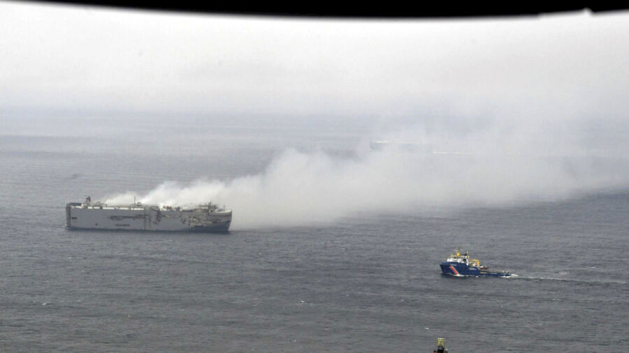 Salvage Crews Begin Towing Burning Cargo Ship to New Location Off Dutch Coast as Smoke Eases