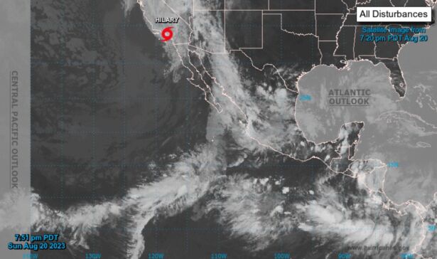 Satellite imagery of Tropical Storm Hilary