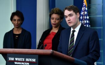 Deputy press secretary Andrew Bates (R) speaks during a press briefing in the Brady Room of the White House in Washington, on March 28, 2022. (Nicholas Kamm/AFP via Getty Images)