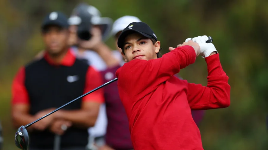 Charlie Woods Shoots Career-Best Round to Win Junior Golf Tournament: With Dad Tiger on the Bag