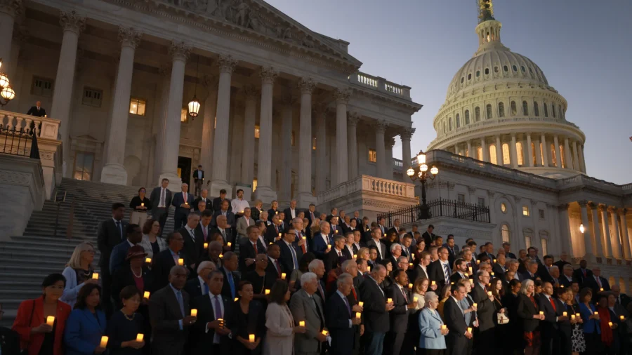 Bipartisan Group of House Lawmakers Hold Candlelight Vigil for Israel