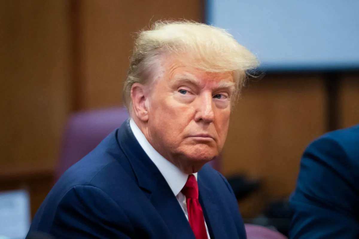 Former President Donald Trump appears in court at the Manhattan Criminal Court in New York on April 4, 2023. (Steven Hirsch/Pool/AFP via Getty Images)