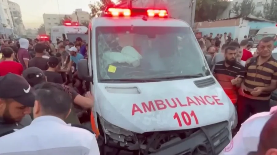 Israeli Forces Strike Ambulance in Gaza City