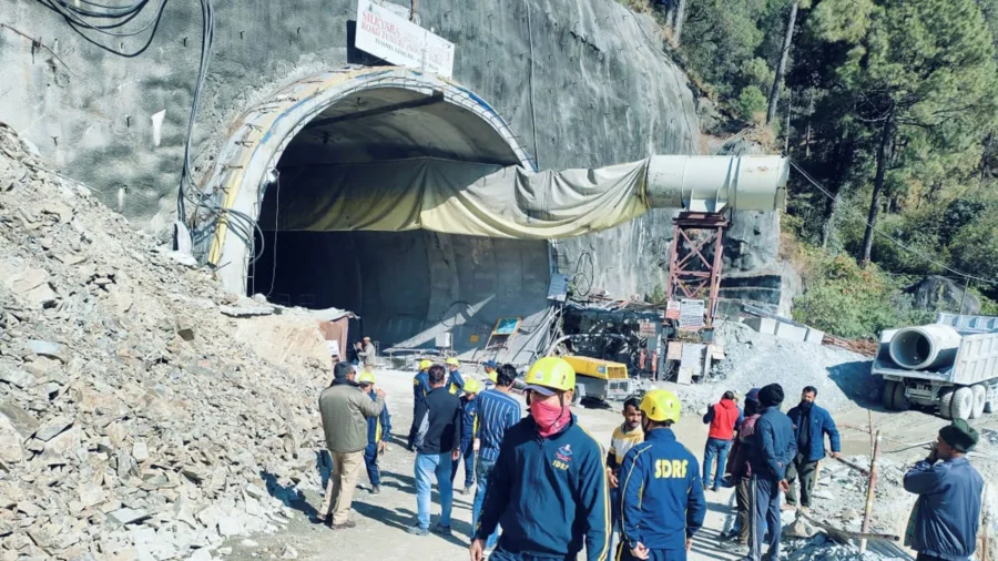 Rescuers Dig to Reach 40 Workers Trapped in Collapsed Road Tunnel in North India