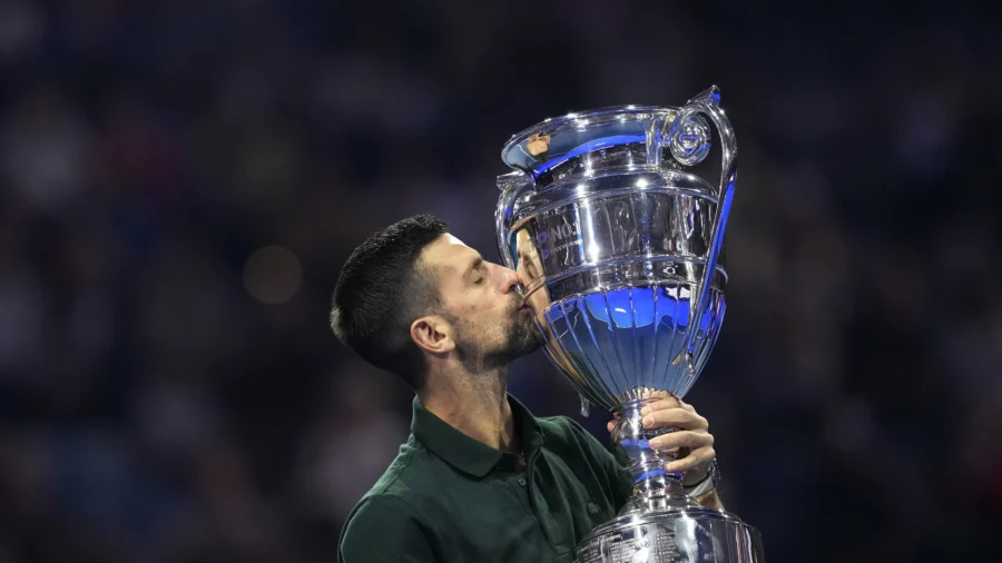 Novak Djokovic Gets His Trophy After Securing Year-End No. 1 Ranking for Record-Extending 8th Time