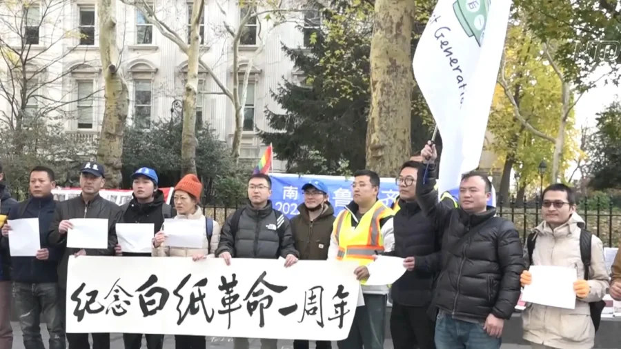 NYC Activists Commemorate One-Year Anniversary of China's White Paper Movement, Call for Freedom and Democracy