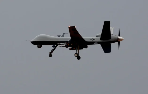 An MQ-9 Reaper unmanned aerial vehicle comes in for a landing at Joint Base Balad, Iraq. (Photo by Tech. Sgt. Erik Gudmundson, U.S. Air Force/Released)