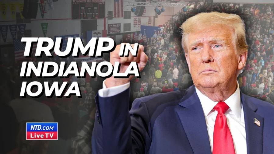 Trump Campaigns in Indianola the Day Before Iowa Caucus