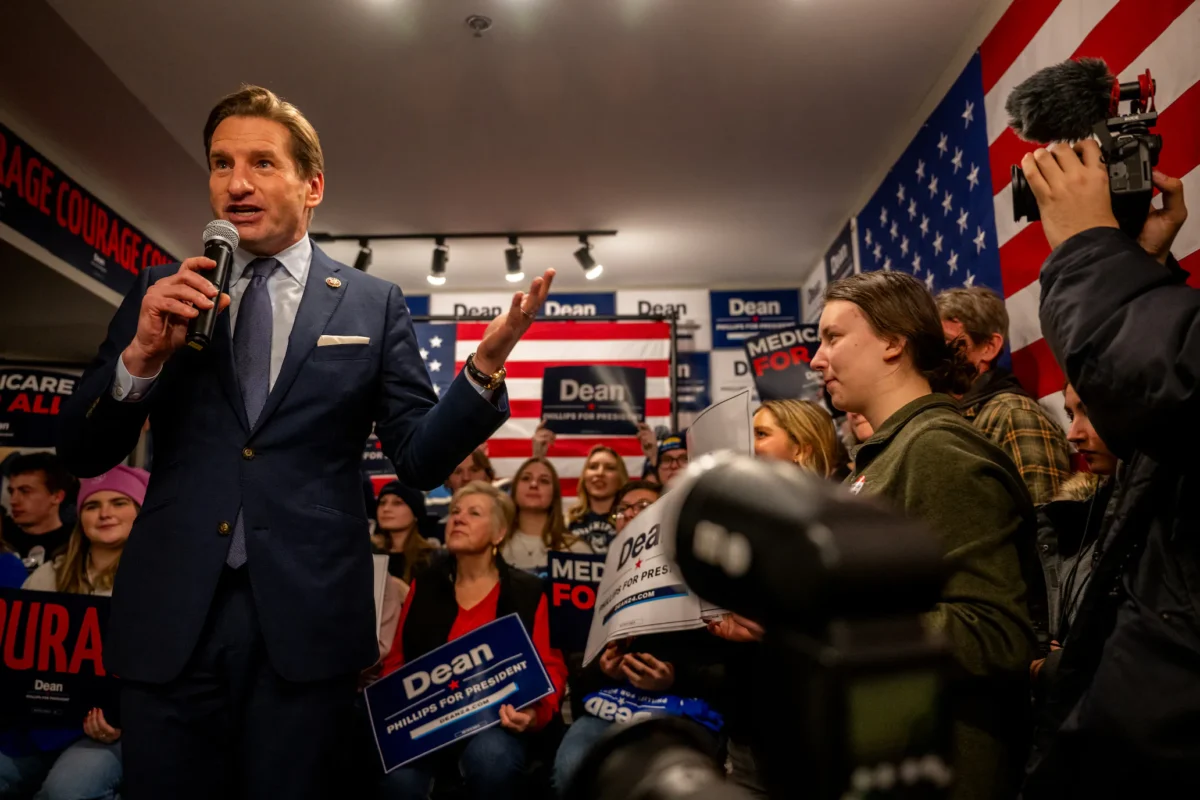 Democratic Presidential Candidate Dean Phillips Holds Campaign Rally In Manchester New Hampshire On Eve Of Primary