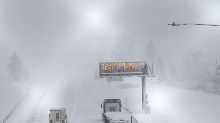 Stretch of I-80 Shut Down as Monster Blizzard Dumps Snow on Mountains in California and Nevada