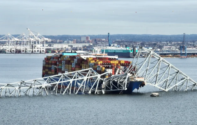 Aftermath of Baltimore Bridge Collapse After Ship Crash