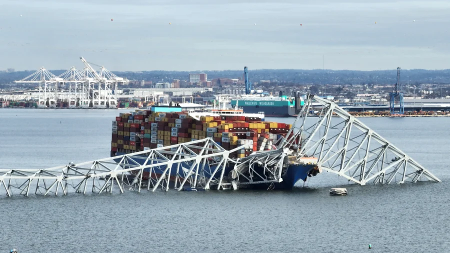 Aftermath of Baltimore Bridge Collapse After Ship Crash