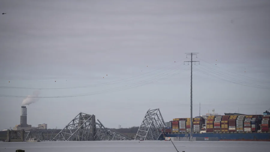 View of Wreck of Baltimore Bridge: March 29