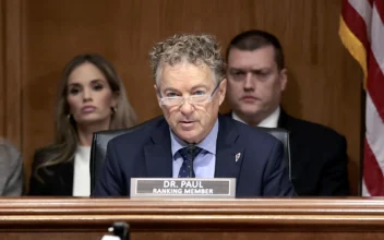 Sen. Rand Paul (R-Ky.) questions Homeland Security Secretary Alejandro Mayorkas and FBI Director Christopher Wray during a hearing held by the Senate Homeland Security and Governmental Affairs Committee in Washington on Oct. 31, 2023. (Win McNamee/Getty Images)