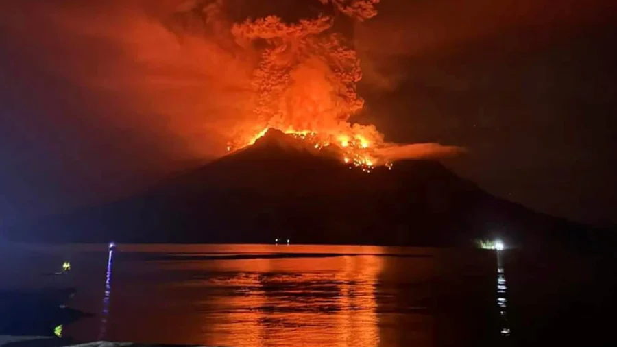 Tsunami Alert After Volcano in Indonesia Has Several Big Eruptions and Thousands Are Told to Leave