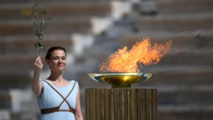 The Olympic Flame Arrives at the Acropolis