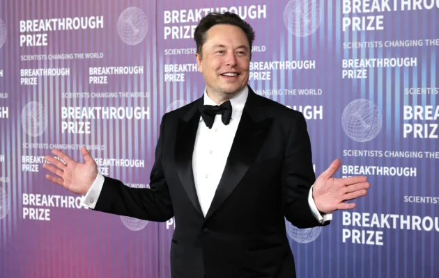 Elon Musk attends the 10th Annual Breakthrough Prize Ceremony at Academy Museum of Motion Pictures in Los Angeles, Calif., on April 13, 2024. (Kevin Winter/Getty Images)