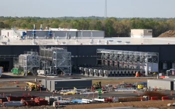 The exterior of the new Toyota battery manufacturing facility in Liberty, N.C., on April 12, 2024. (Logan Cyrus/AFP via Getty Images)