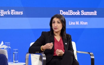 Lina Khan, Chairperson of the Federal Trade Commission, speaks onstage during The New York Times Dealbook Summit 2023 at Jazz at Lincoln Center in New York City on Nov. 29, 2023. (Slaven Vlasic/Getty Images for The New York Times)