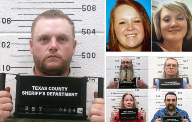 Paul Grice, 31, becomes 5th suspect arrested and charged in kidnapping and killing of Veronica Butler (upper left) and Jillian Kelley (upper right). Four others were arrested and charged earlier this month. (Oklahoma State Bureau of Investigation)