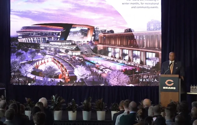 The Chicago Bears unveil plans for a $3.2 billion stadium to replace the historic Soldier Field (Screenshot/AP)