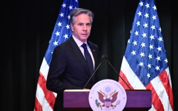 U.S. Secretary of State Antony Blinken attends a press conference at the U.S. embassy in Beijing on April 26, 2024. (Wang Zhao/AFP via Getty Images)