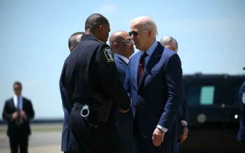 President Joe Biden arrives at Charlotte Douglas International Airport in Charlotte, N.C., on May 2, 2024, to pay respects to law enforcement officers killed and wounded while serving an arrest warrant. (Mandel Ngan/AFP via Getty Images)