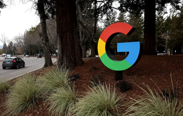 The Google logo is displayed at Google headquarters in Mountain View, Calif., on Feb. 2, 2023. (Justin Sullivan/Getty Images)