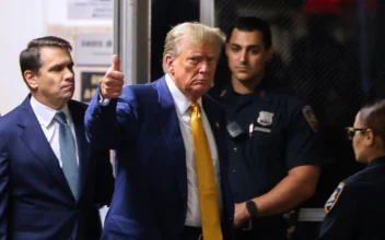 Former  President Donald Trump gives a thumbs up as he returns to the courtroom after a break in his trial for allegedly covering up hush money payments at Manhattan Criminal Court on May 2, 2024 in New York City.  (Charly Triballeau-Pool/Getty Images)