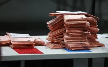 Ballot papers for the London Mayoral Election are seen at the count for the constituency of Havering and Redbridge at ExCel in London on May 4, 2024. (Peter Nicholls/Getty Images)