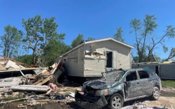 A mobile park home is destroyed after a tornado had swept through the night before, at Pavilion Estates near Kalamazoo, Mich., on May 8, 2024. (Joey Cappelletti/AP Photo)