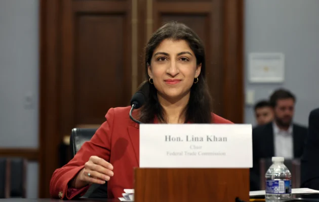 Lina Khan, Chair of the Federal Trade Commission (FTC), testifies before the House Appropriations Subcommittee at the Rayburn House Office Building in Washington on May 15, 2024. (Kevin Dietsch/Getty Images)