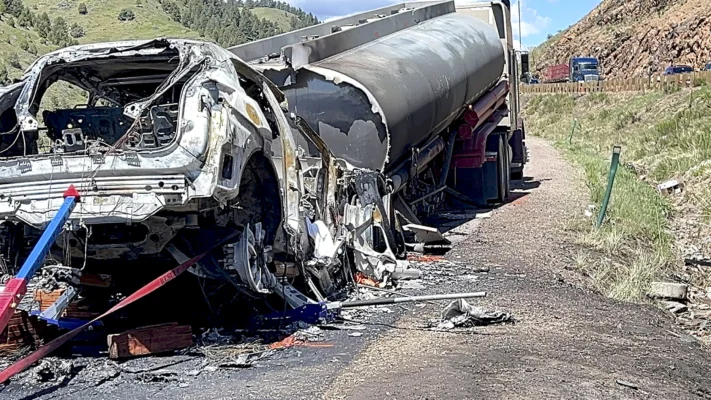 One Dead, Another Injured After Fiery Tanker Truck Crash in Colorado