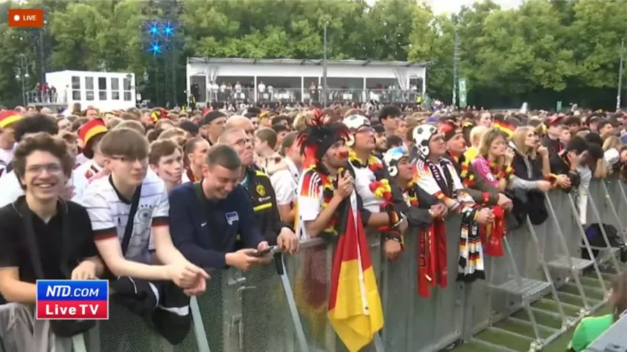 Soccer Fans Arrive at Stuttgart Stadium for Germany vs Hungary 2024 European Championship Game
