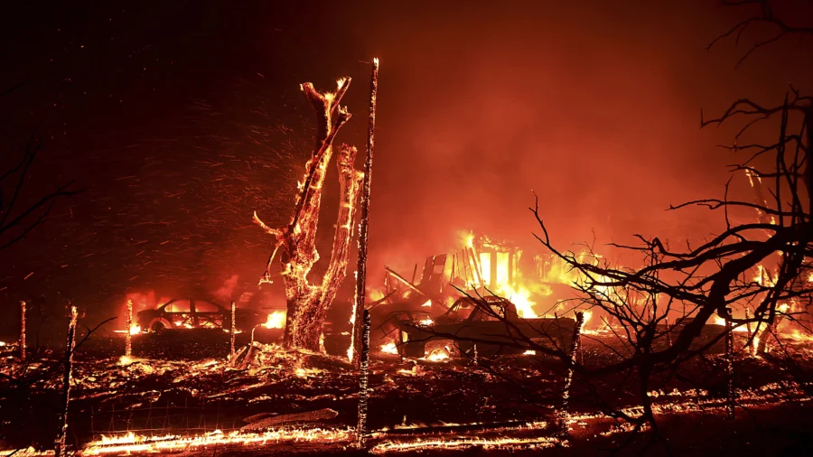 California Firefighters Continue Battling Wind-Driven Wildfire East of San Francisco