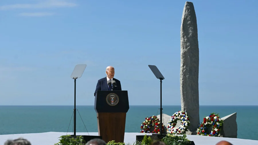 Biden Calls for Upholding Democracy in Normandy Cliff Speech