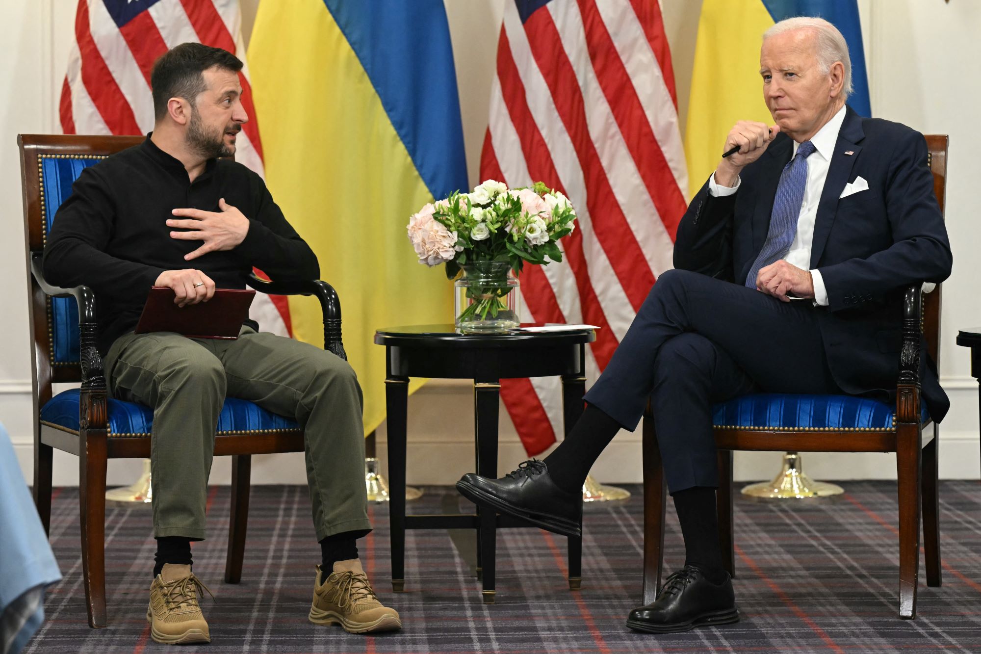 U.S. President Joe Biden holds a joint press conference in Italy with Presi...