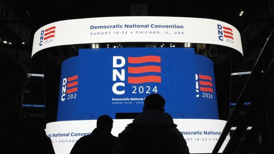 Delegates Arrive at the United Center on Opening Day of DNC