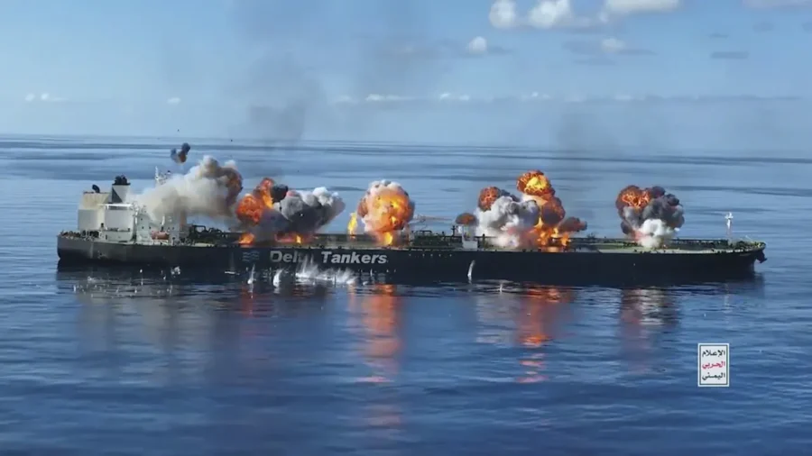 Video Shows Houthi Terrorists Planted Bombs on Tanker Now Threatening Red Sea Oil Spill