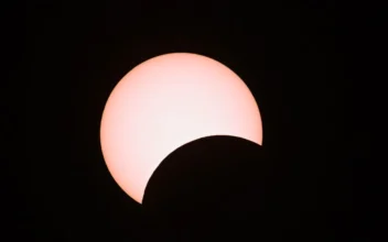 Harvest Supermoon Partial Eclipse Over Buenos Aires in Argentina