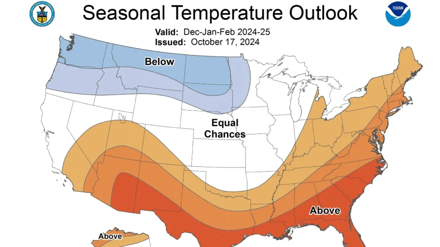 NOAA Expects Warm and Dry South, Cold and Wet North This Winter