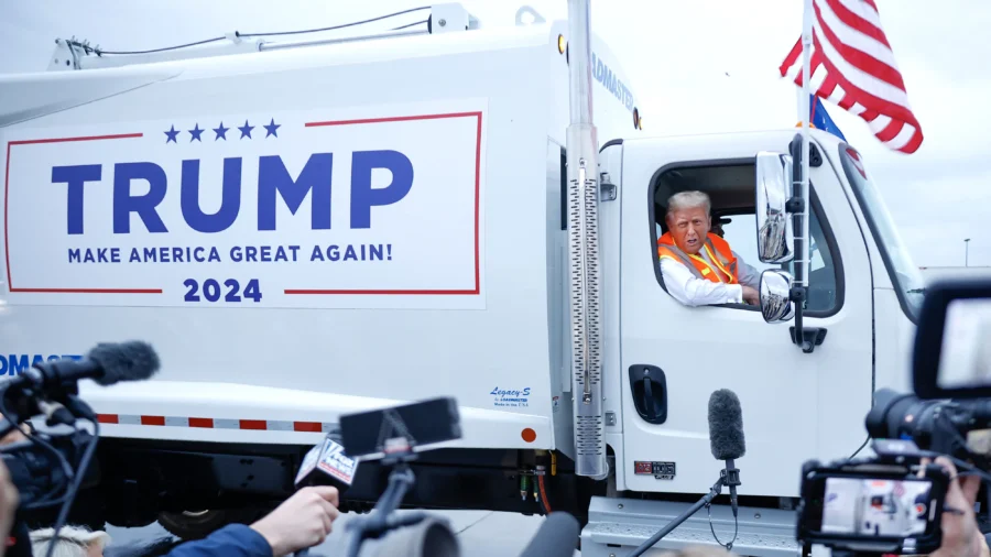 Trump Speaks to Press From Garbage Truck Amid Fallout From Biden 'Garbage' Comment