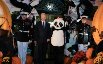 Bidens Celebrate Halloween With Panda, Books Theme