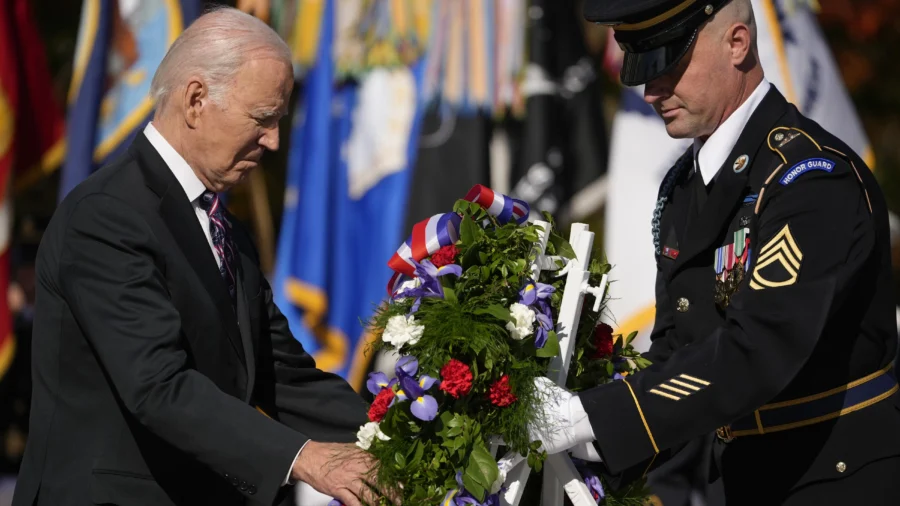 Biden Lays Wreath for Veterans Day at Arlington National Cemetery