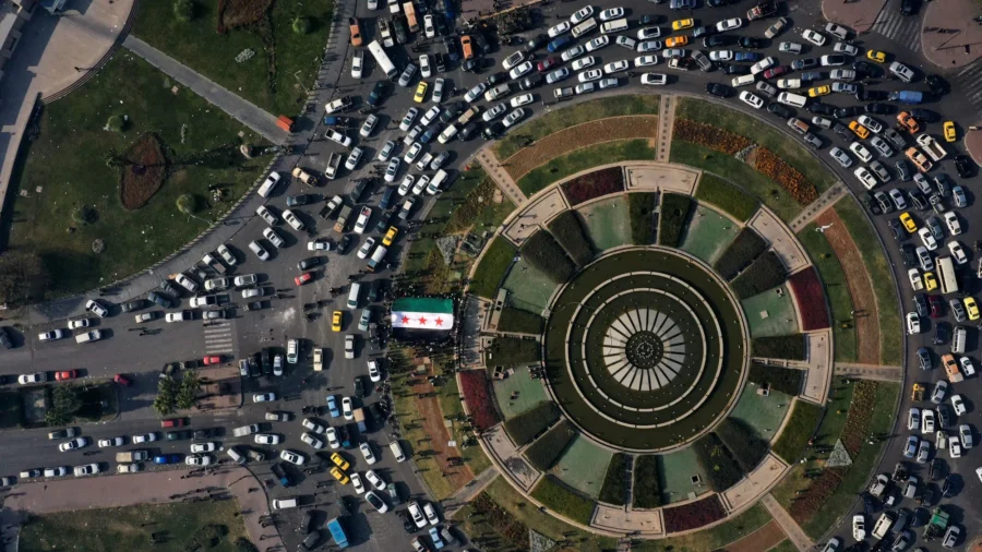 Syrians Gather in Umayyad Square in Damascus