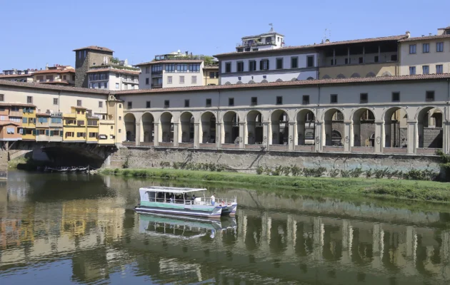 A view of the 'Corridoio Vasariano'  of Vasari Corridor, in Florence, central Italy, on Aug. 23, 2023. (Luca Moggi/LaPresse via AP)