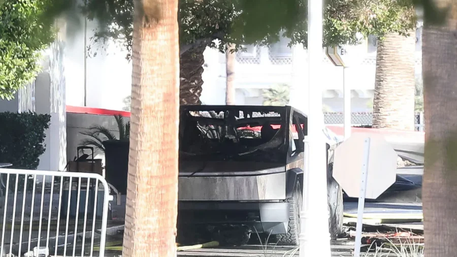 View of Trump Las Vegas Hotel Where Tesla Cybertruck Fire Occurred